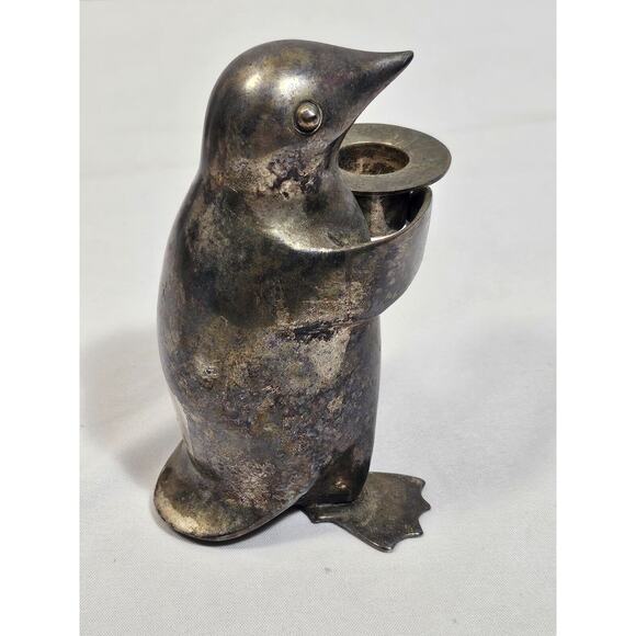 Restoration Hardware RH Silver Plate Brass Penguin Top Hat Set Of 3 Patina VTG - Picture 10 of 13